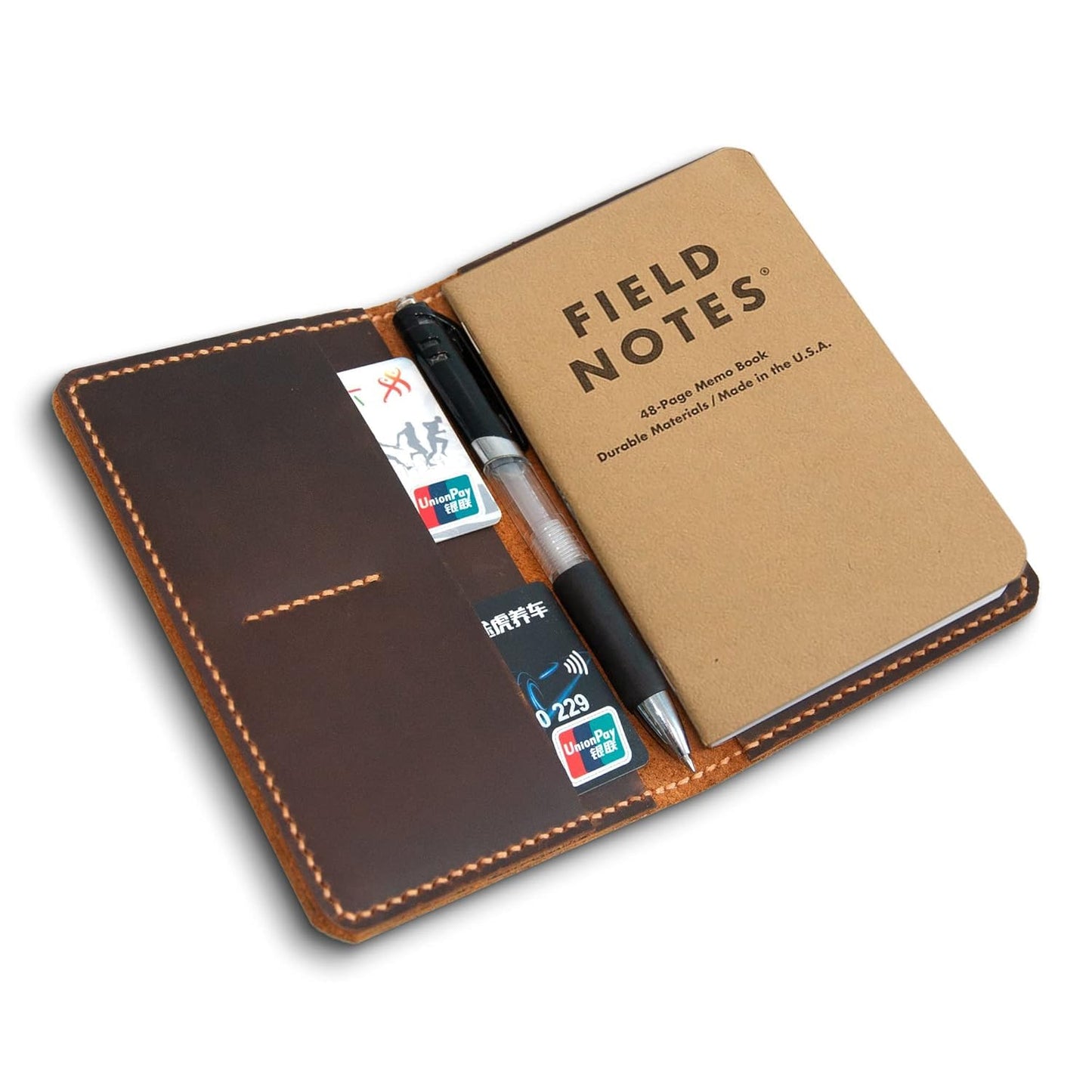 Handmade Leather Cover For 3.5"X5.5" Notebooks,Leather Journal Cover for Field Notes, Gift For Him (Brown)