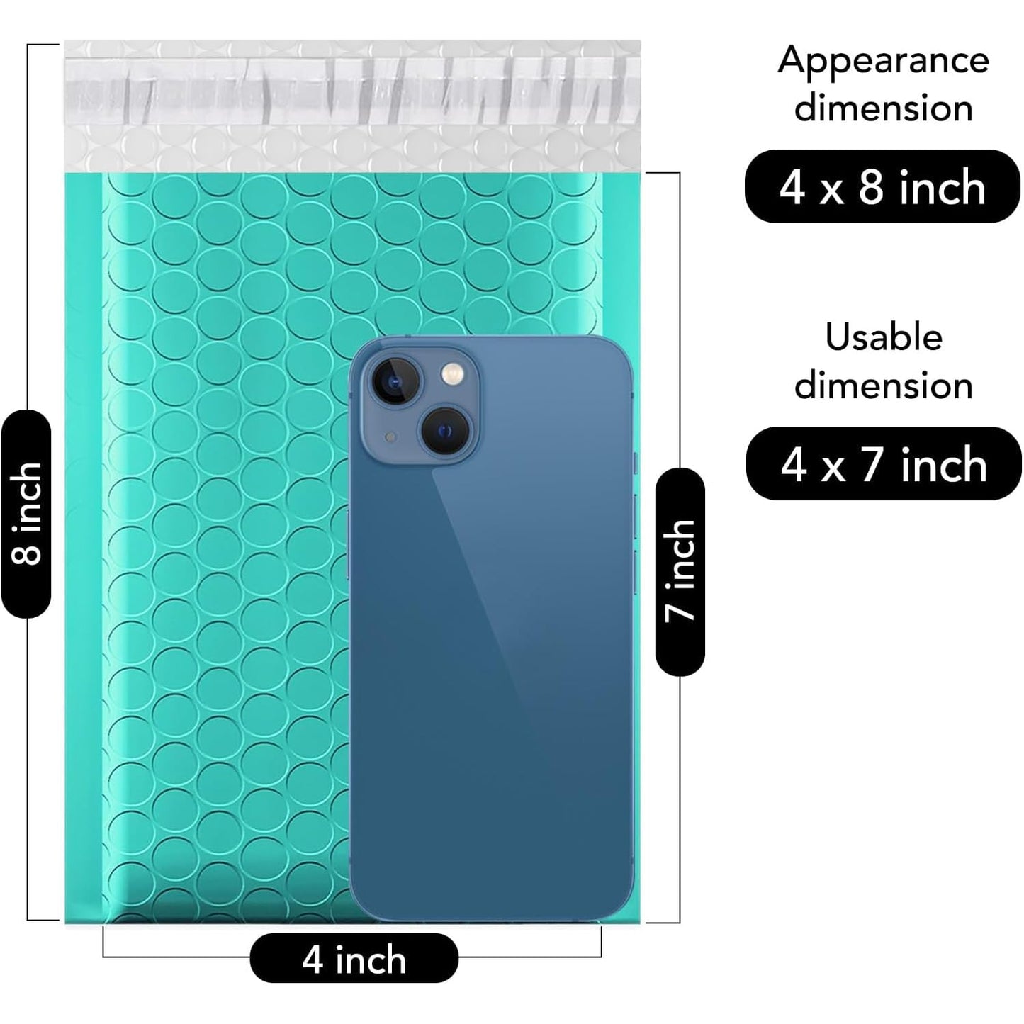Fuxury Teal Bubble Mailers 4x8" 800 Pack, Waterproof Padded Envelopes Self Seal Bubble Envelopes, Padded Mailers for Small Business, Envelope Mailers Usable Size 4x7"