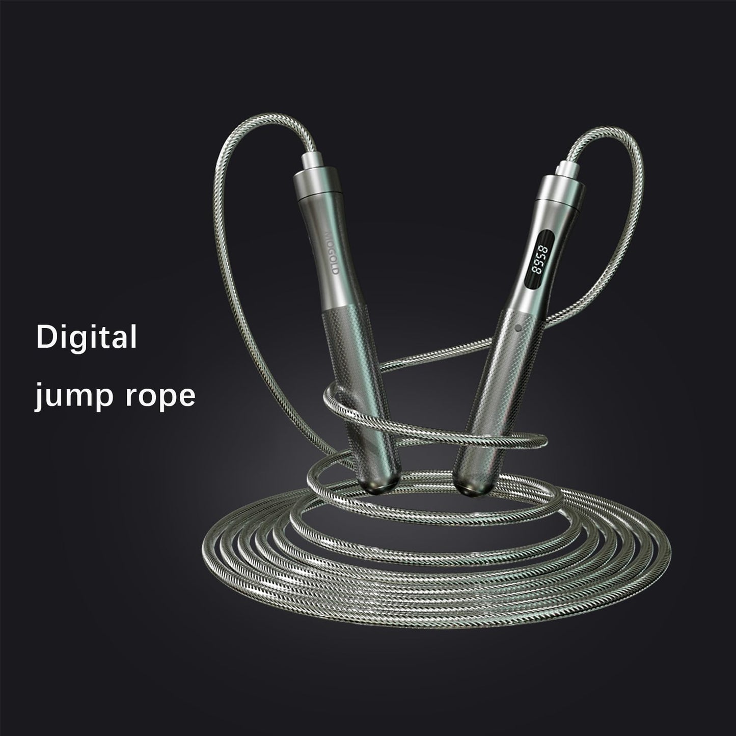 MOGOLD Jump Rope With Counter, Gray Aluminum Alloy Handle with PVC Cable