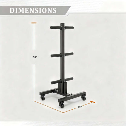 Fitvids 2-Inch Olympic Weight Plate Tree, Square w/Wheels, Black