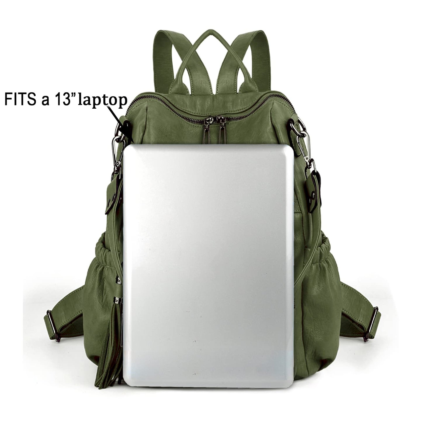 UTO Women Backpack Purse Leather Vegan Ladies Fashion Designer Rucksack Convertible Travel Shoulder Bag with Tassel