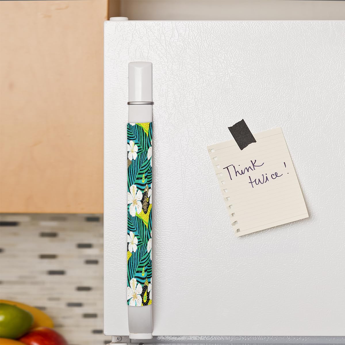Pardick Refrigerator Door Handle Covers Set of 2, Tropical Flowerss Fridge Handle Cover Washable Fridge Dishwasher Oven Door Decor Protector Handle Cover, Keep Your Kitchen Appliance Clean