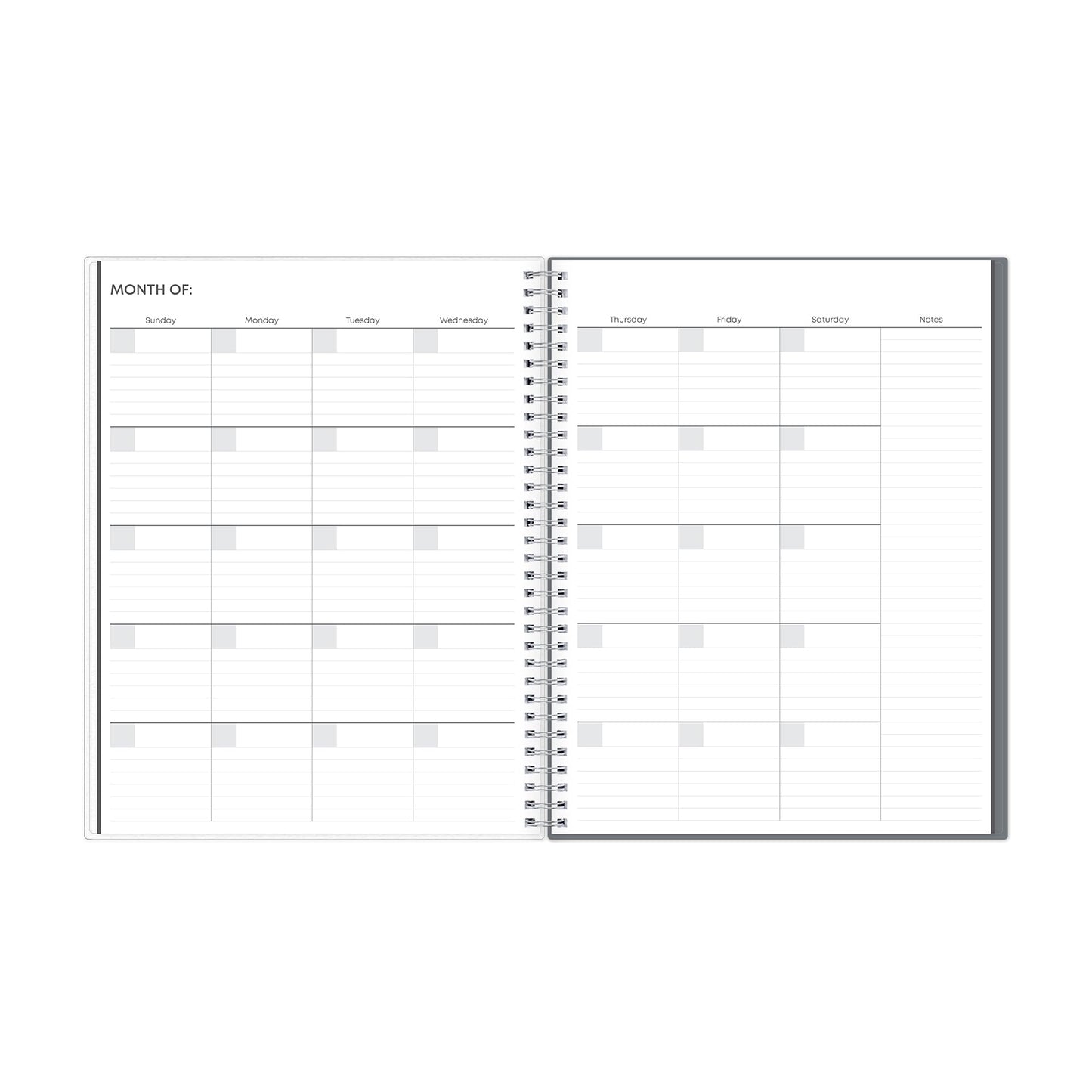 Blue Sky Note Taking Planner, Undated Planning Calendar, Monthly Layout, 8.5" x 11", Flexible Cover, With 120 Lined Notebook Pages, Durable Twin Wire Binding, Includes Snap In Bookmark, Zenra