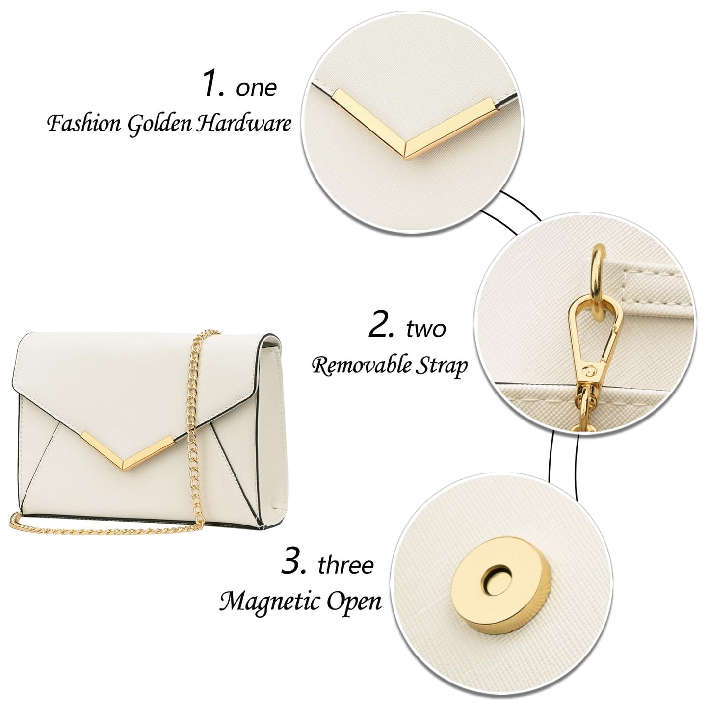 KKXIU Women Elegant Faux Leather Evening Envelope Clutch Purse Foldover Bags for Party Wedding Prom (A-Beige)