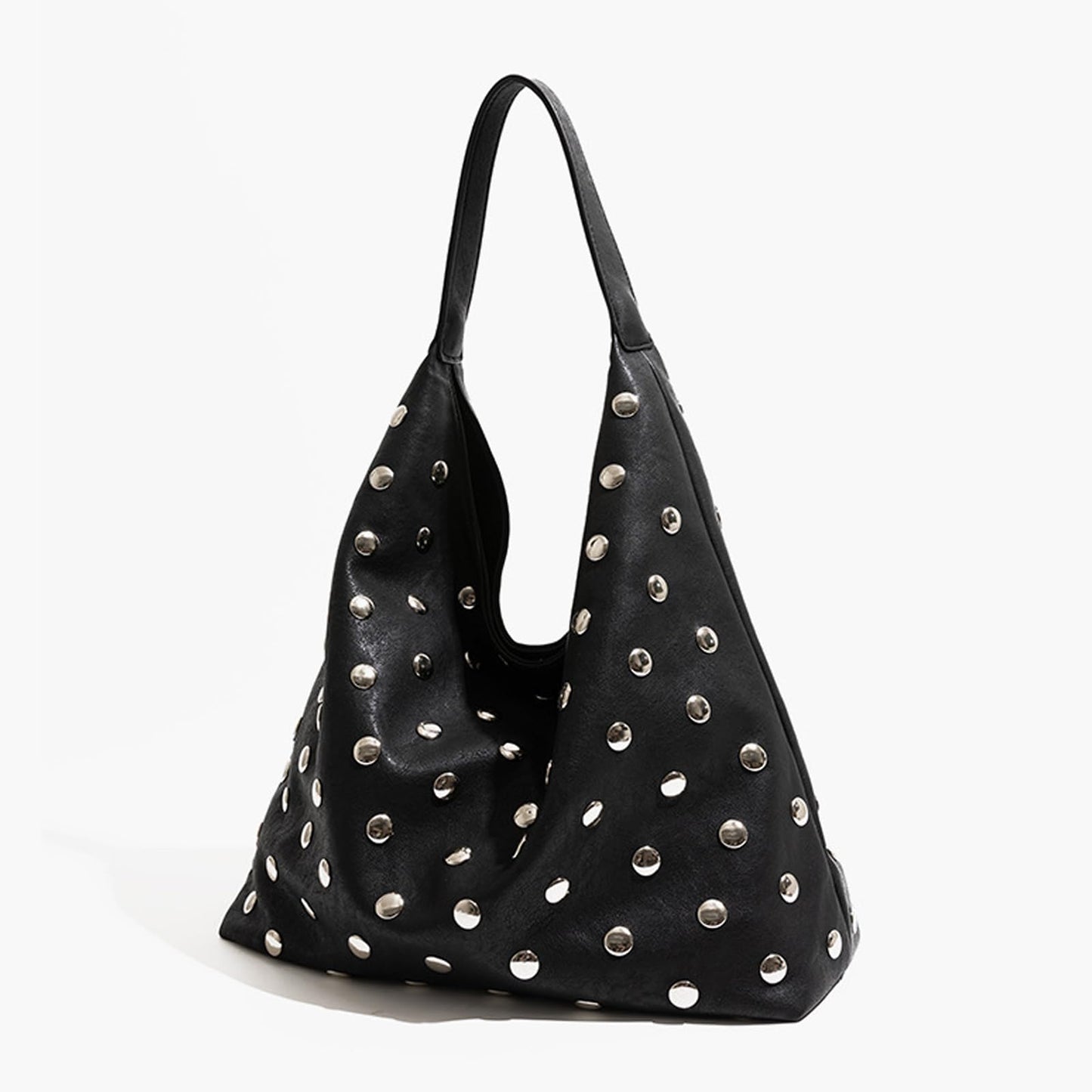 Liziblloy Studded Purse Soft Leather Studded Bags for Women Studded Slouchy Hobo Shoulder Handbag Tote Purse,Black