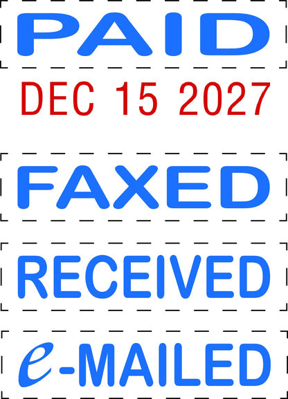Trodat Printy 4850 Date Stamp – Pocket Sized Self Inking Stamp with Paid, Received, FAXED, EMAILED – Blue and Red Ink, 3/4" x 1",Assorted