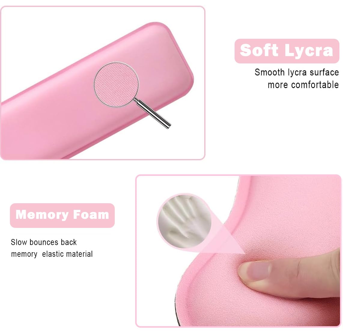 Computer Keyboard Wrist Rest Stand Set for Desktop, Keyboard Holder Easy Typing with Wrist Pad for Office, Home, School - Pink