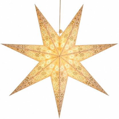 YEPSIO Lantern Lampshade Paper Star Light Shades Large 60cm Hanging Decorations for Christmas Wedding Home Decoration Birthday Party Foldable 7 Pointed Star (White, Silver)