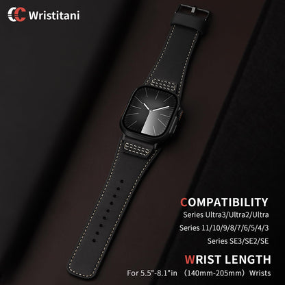 Wristitani Leather Bands Compatible With Apple Watch Band Ultra 3/2/1, 49mm 46mm 45mm 44mm 42mm For Men, Top Genuine Leather Replacement Vintage Strap for iWatch SE3/2/1 Series 11 10 9 8 7 6 5 4 3