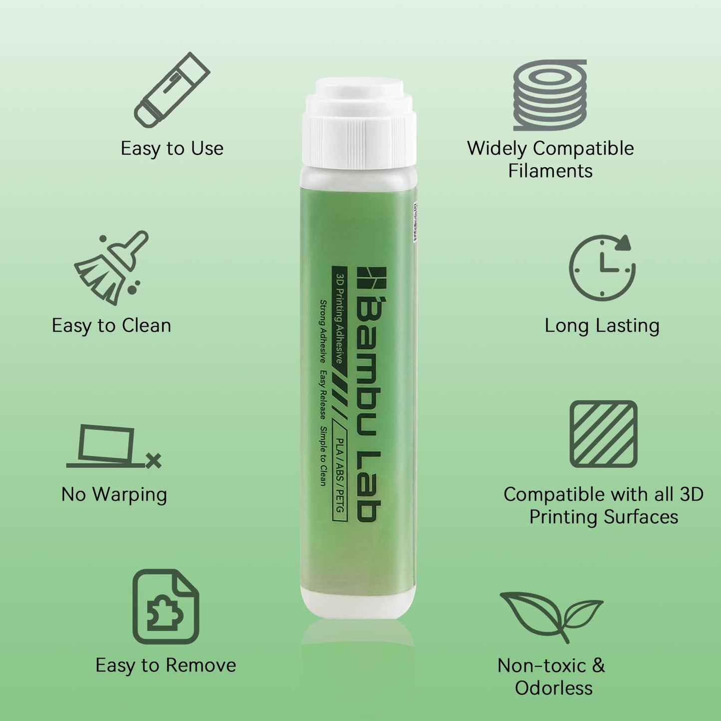 Compatible with Bambu Lab 3D Printer Adhesive Glue,Strong Grip Reduce Warping for Bambu lab A1/A1 Mini/P1/X1 3D Printer PLA/ABS/PETG/PC/PA/TPU Filament 60ML