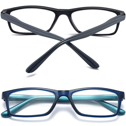 RaoOG Reading Glasses 1.5 Blue Light Blocking for Men Women,Rectangular Frame Computer Readers with Spring Hinge,Anti Eyestrain/UV Ray Flexible Eyeglasses (2-Pack/Case)