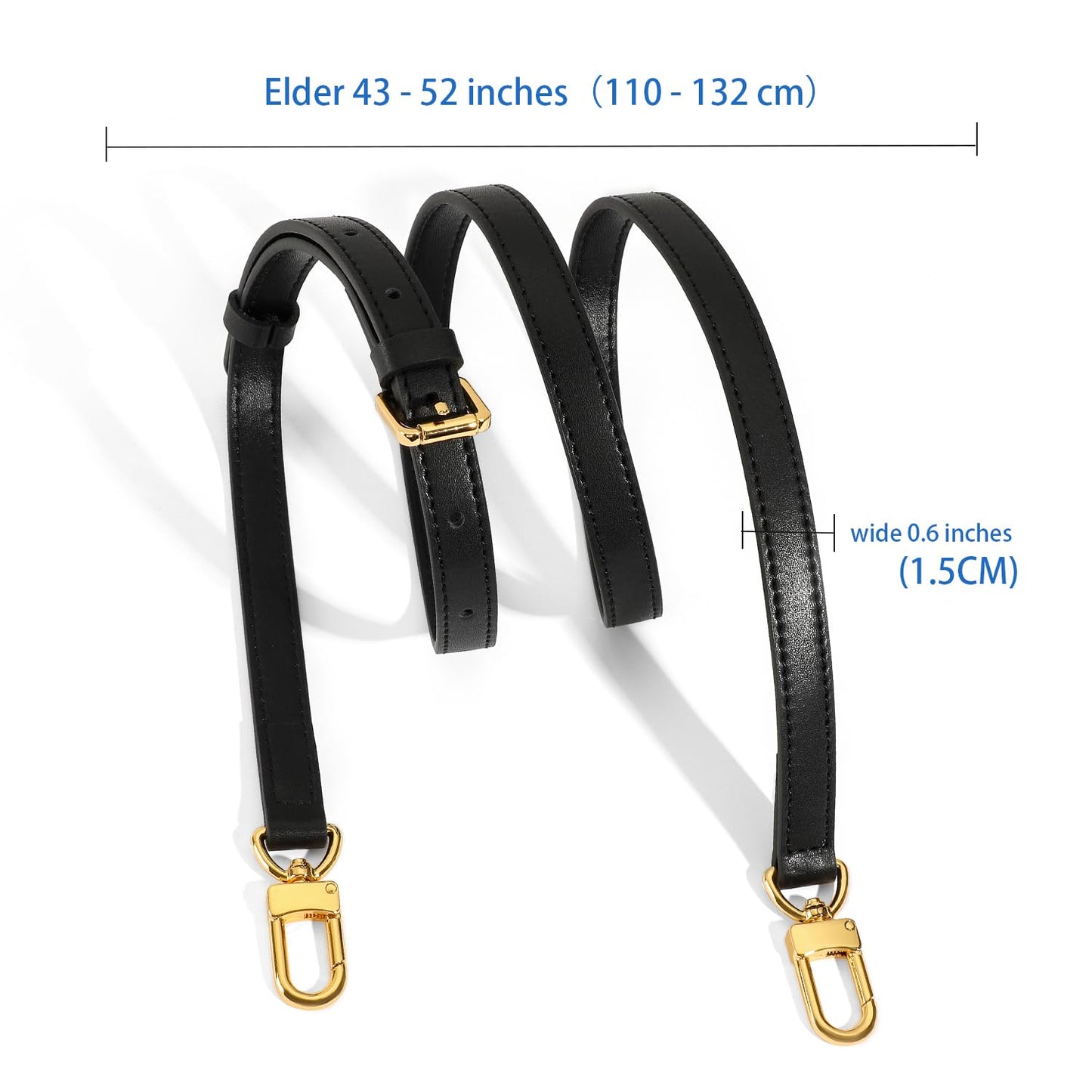 BEUDW Leather Adjustable Shoulder Strap, Used For Replacing Leather Shoulder Strap, Suitable For Handbag Shoulder Strap (width: 0.6in-Black)
