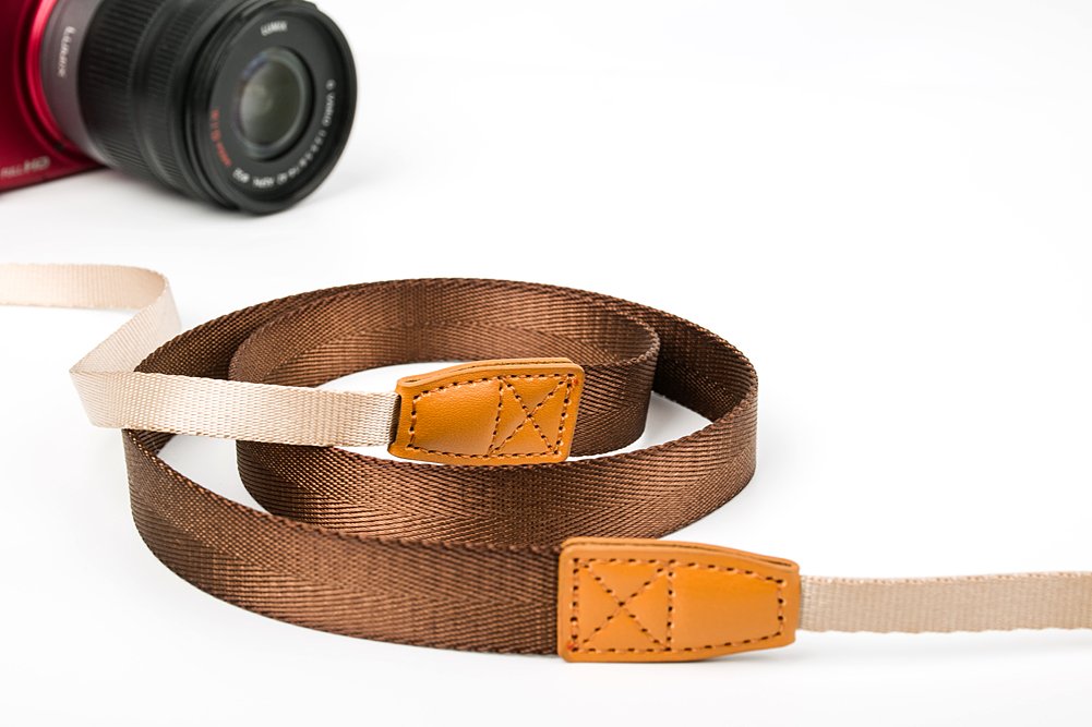 AOLLCCAE Universal Adjustable Slim Shoulder Sling Neck Strap for All Camera DSLR SLR (Coffee Brown)