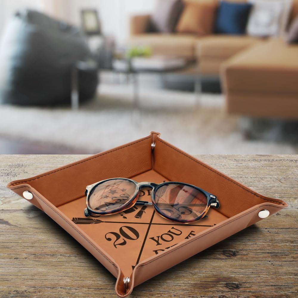 Bella Busta-Personalize Graduation Keepsake for Her, Him, Friends and Family- High School, College,University- Congratulations-Engraved Leather Valet Tray (Rawhide)