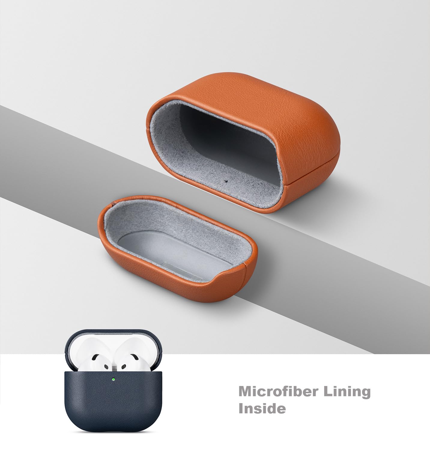 LOPIE Handmade Case for AirPods 4 / AirPods 4 with Active Noise Cancellation Leather Case, Fully-Wrapped with Top Grain Leather, Protective Hard Shell Cover for Gen 4 AirPods - Blue
