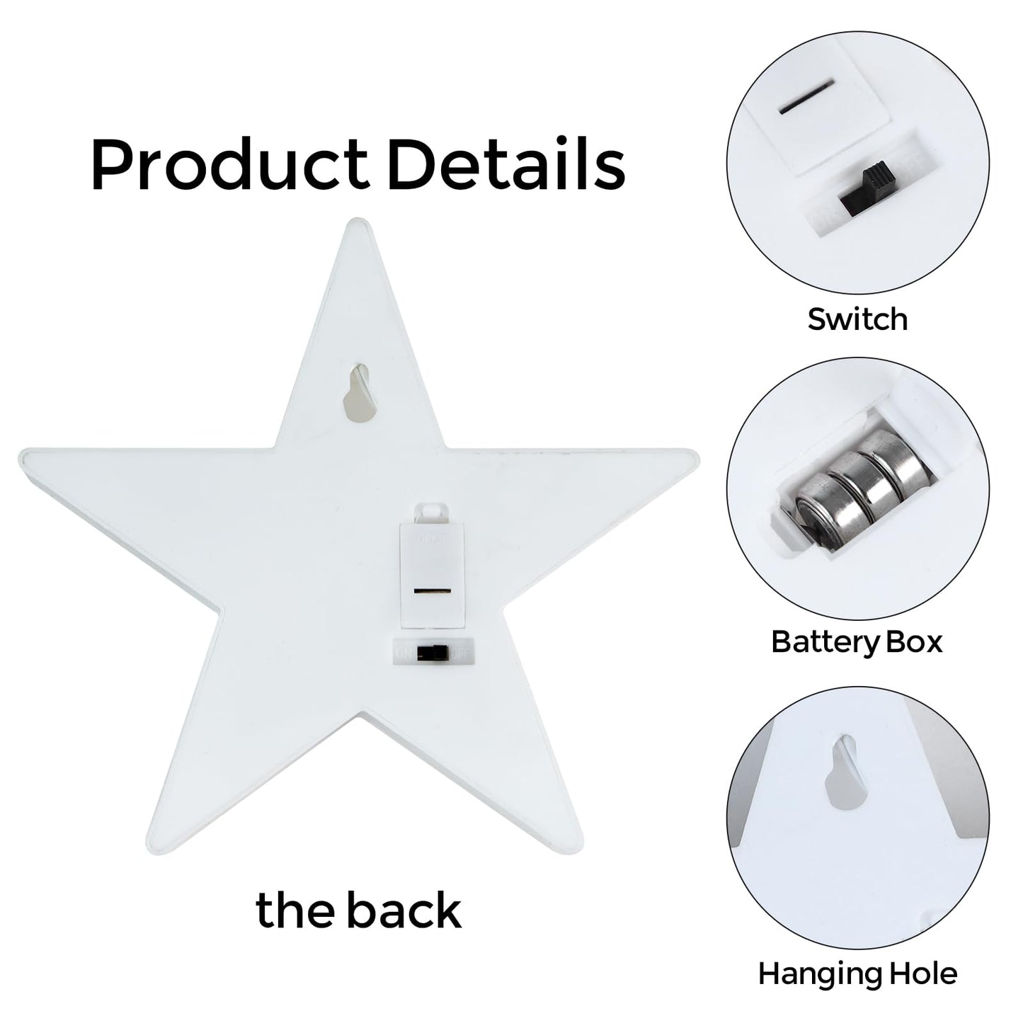 clothmile 3 PCS LED Night Light LED White Star Night Light Can Be Hung on The Wall Kids Room Light, Suitable for Birthday Party Holiday Decoration Baby Room Nursery Decoration