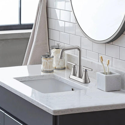 Hurran Brushed Nickel 4 inch Centerset Bathroom Faucet for Sink 2-3 Hole