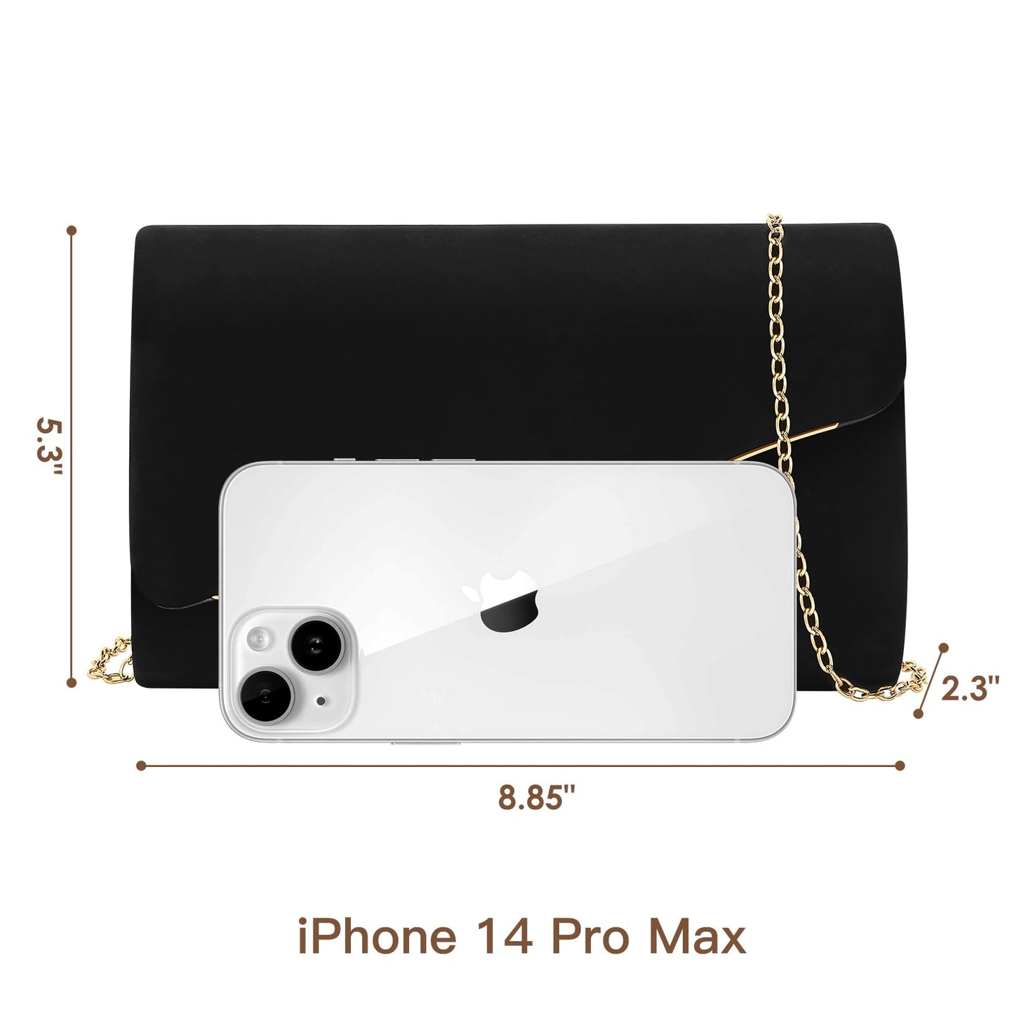 CurvChic Clutch Purses for Women Evening Bag Faux Suede Formal Party Wedding Cocktail Prom(Black)