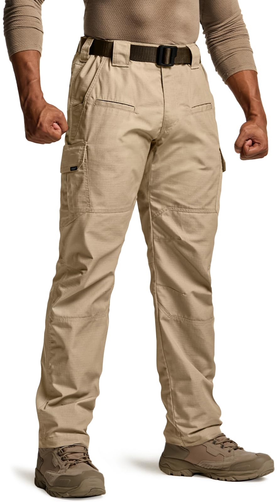 CQR Men's Tactical Pants, Water Resistant Ripstop Cargo Pants, Lightweight EDC Work Hiking Pants, Outdoor Apparel, Raider Khaki, 40W x 30L