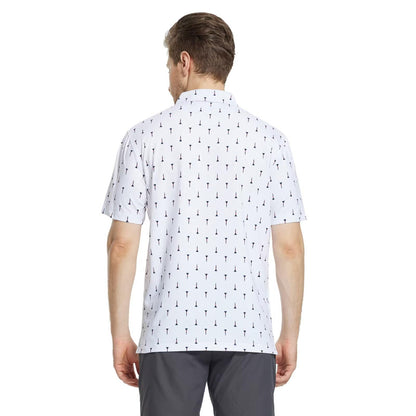 M MAELREG Mens Golf Shirt Short Sleeve Dry Fit Print Moisture Wicking Performance Patterns Collared Polo Shirt