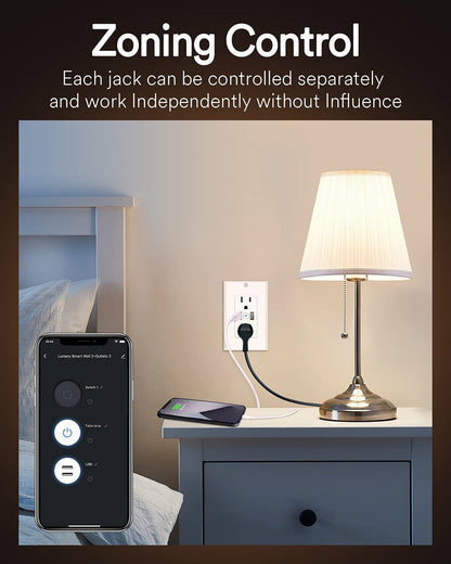 Lumary Smart USB Outlet with Type-C & USB-A Ports, WiFi in-Wall Outlet Compatible with Alexa & Google Home, Remote & Voice Control, Timer, FCC Certified, Tamper-Resistant, 4 Pack