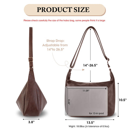 Hobo Bags for Women, Soft Leather Women Crossbody bag, Stylish Slouchy Shoulder Bag Purses for Women