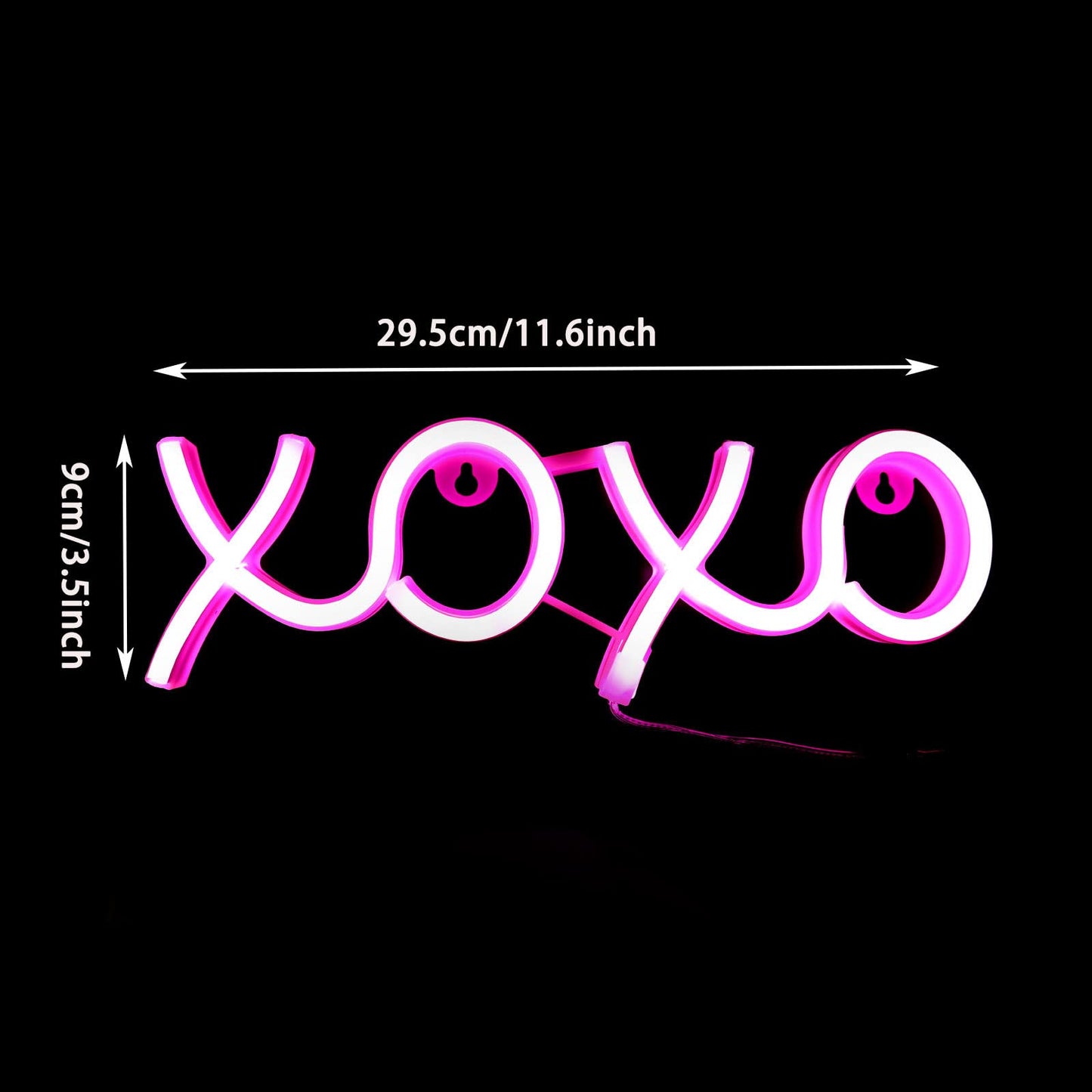 ENUOLI Neon Lights for Bedroom, XOXO Pink Neon Sign USB Battery Powered Neon Sign Wall Decorations Home Decor Led Sign for Living Game Room Bar Party Neon Wall Decor Valentine's Gift