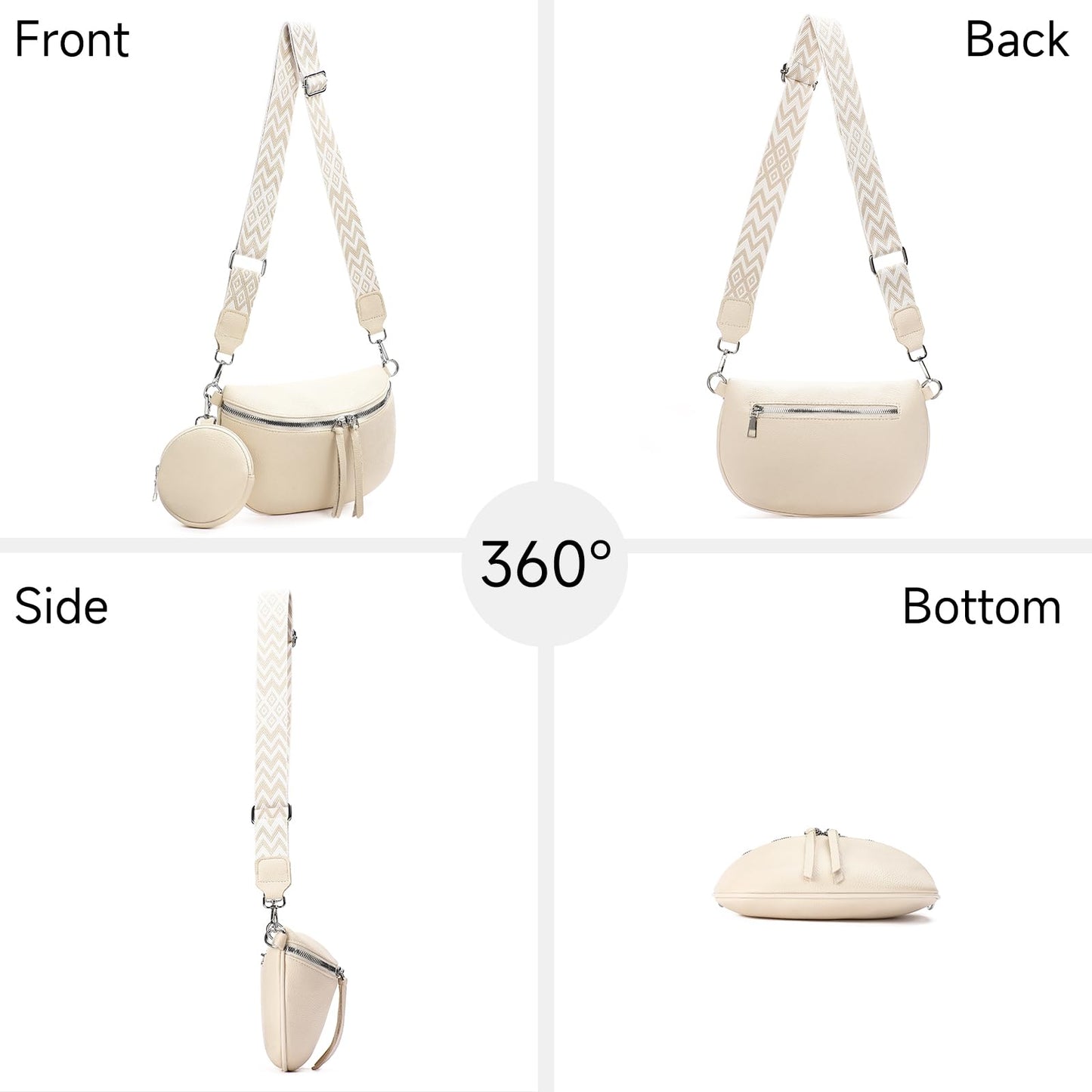 GAEKEAO Crossbody Bag for Women Bum Bag Belt Purse Spacious Handbags Vegan Leather Fanny Packs With Shoulder Strap