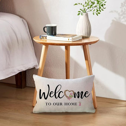 ULOVE LOVE YOURSELF Spring Welcome Throw Pillow Covers 12 x 20 Inch Farmhouse Spring Flowers Decorative Lumbar Pillowcases for Front Porch Decor Housewarming Gifts