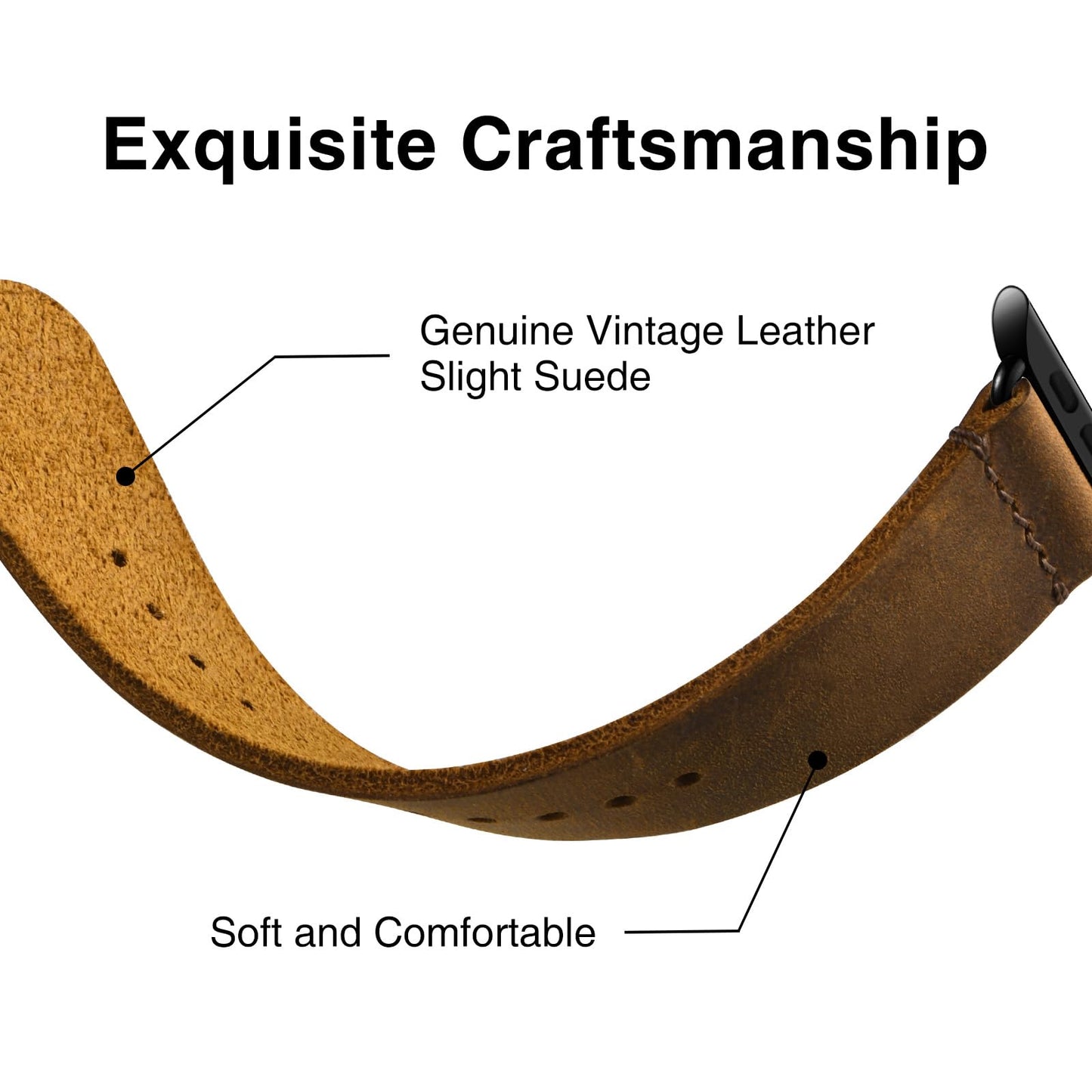Vintage Leather Bands Compatible with Apple Watch Band 49mm 46mm 45mm 44mm 42mm-Series 3 2 1, Genuine Leather Retro Strap Compatible for Men Women iWatch Ultra SE Series 11 10 9 8 7 6 7 6 5 4(Brown/Black)