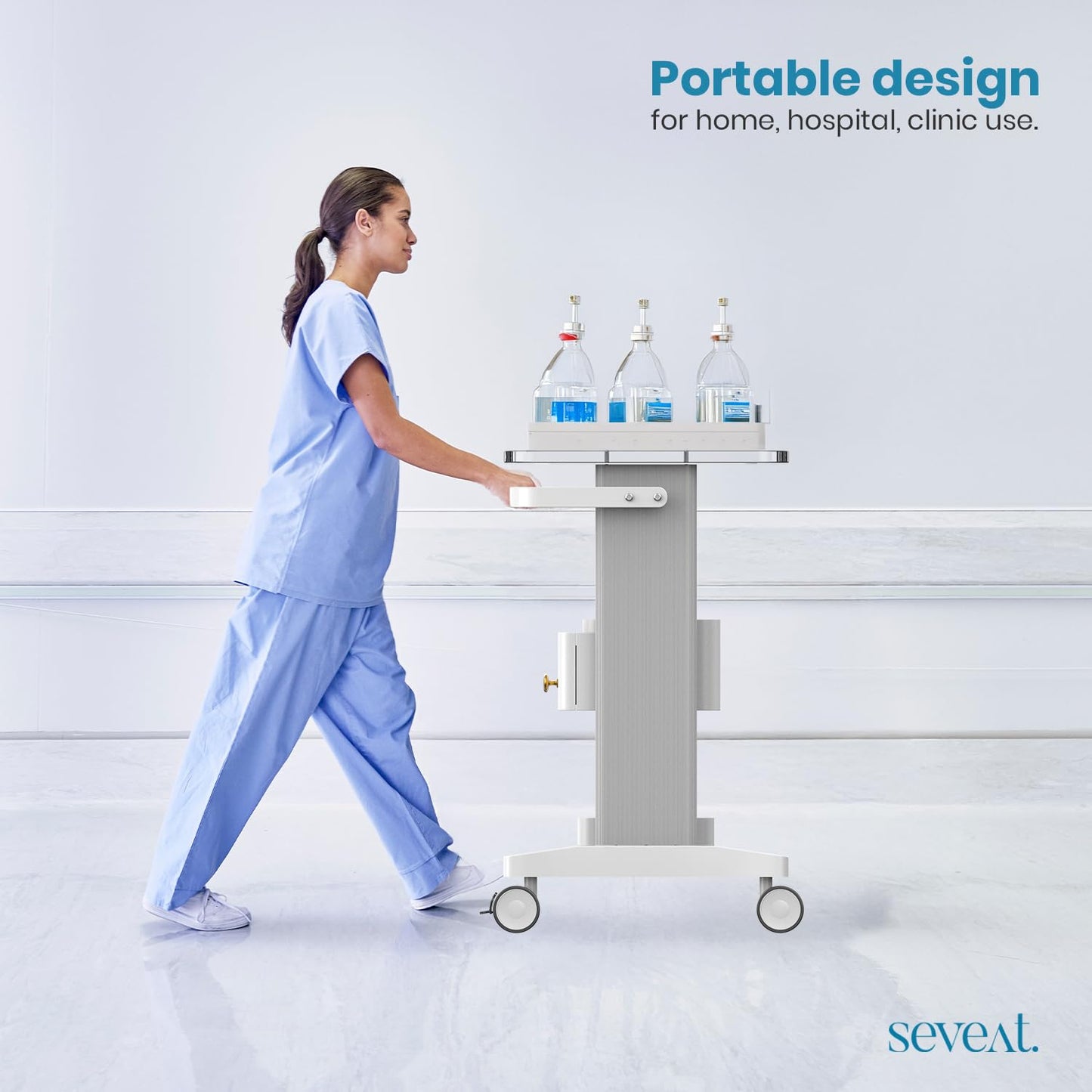 Seveat Professional Medical Cart | 3-Tier Rolling Trolley with Drawers | 198 lbs Capacity | Portable Utility Cart for Hospitals, Clinics, Spa, Office, or Home (White)