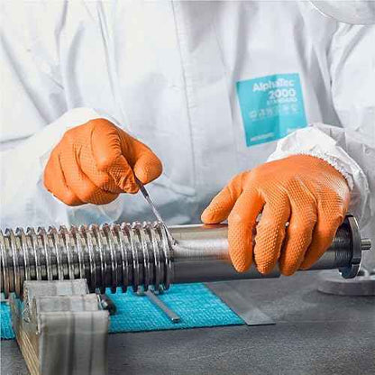 Ansell Microflex 93-256 Mega Texture Grip Extra Durable Nitrile Disposable Gloves, 6.3 mil - XL (9.5-10.0), Orange (Box of 100)