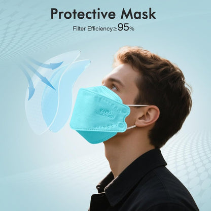 LEMENT KN95 Face Masks - 100 Pack Breathable Comfortable Disposable Masks For Adult, Filter Efficiency≥95%, Elastic Ear Loops, Blue