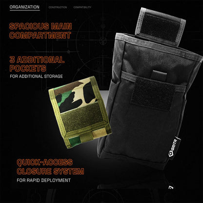 GRITR Molle Dump Pouch, Tactical Duty Utility Belt Pouch, Roll Up Foldable Dump Bag for Shooting, Hunting, Camping
