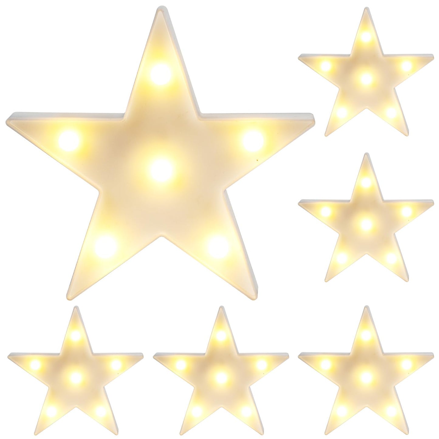 6 Pcs LED Stars Night Light Can Be Hung On The Wall Kids Room Room Light, Suitable for Birthday Party Holiday Decoration Baby Room Nursery Decoration (White Star-6pcs)