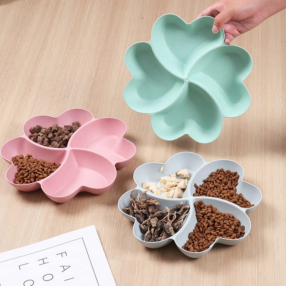 INCAUCA Divided Serving Tray, Appetizer Sectioned Platter, Dessert Serving Dish, Reusable Plastic Snack Plates, Round Relish Tray, 4 Compartment for Chips and Dip Veggies Candy Nut Fruit (Blue)
