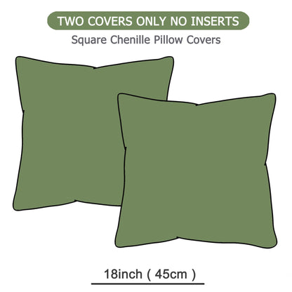 GAWAMAY Set of 2 Soft Textured Chenille Throw Pillow Covers 18x18 Inch (45x45 CM), Decorative Pillowcases Cushion Covers for Farmhouse Home Decor, Couch Living Room Sofa Bedroom Chair, Sage Green