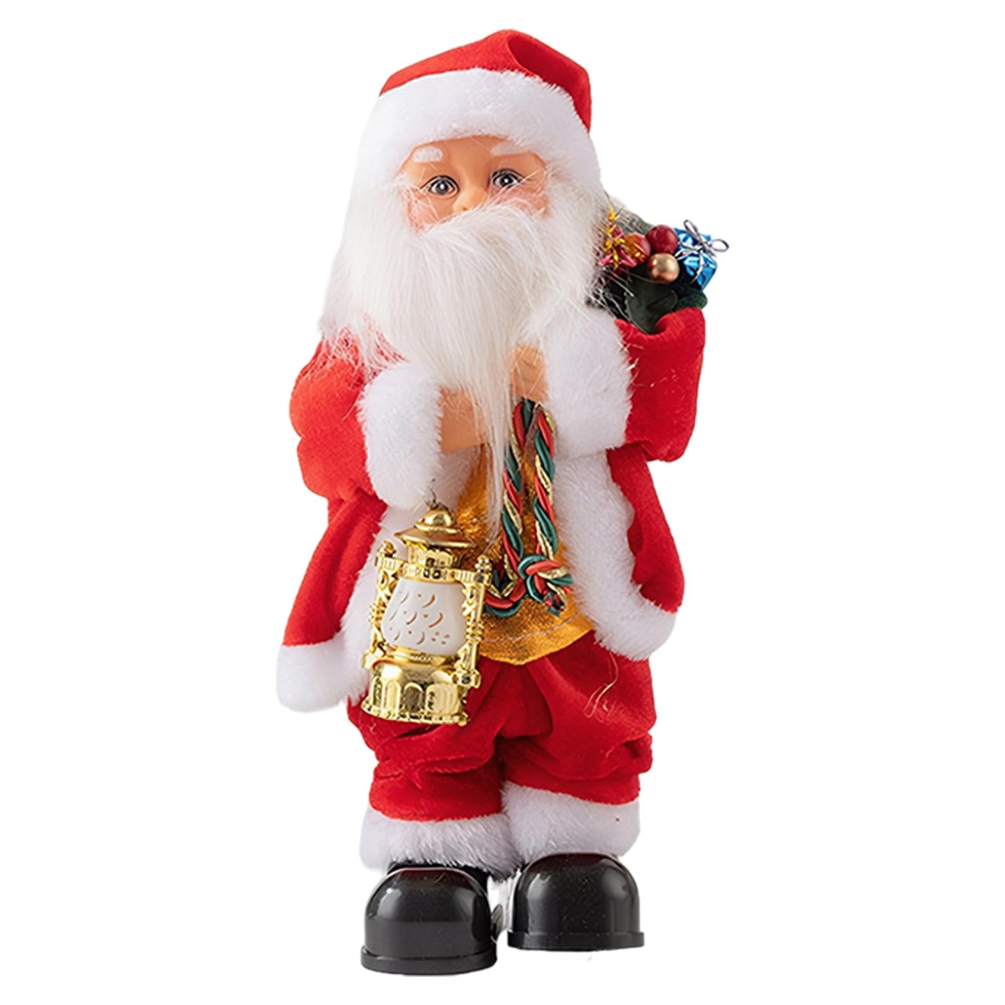 11 inch Musical Santa Claus Cute Electric Christmas Ornament Decorations Battery Operated Light Sound Stuffed Plush Funny Singing Dancing Santa Figure Fingure Xmas Home Fireplace Mantel Stand Decor