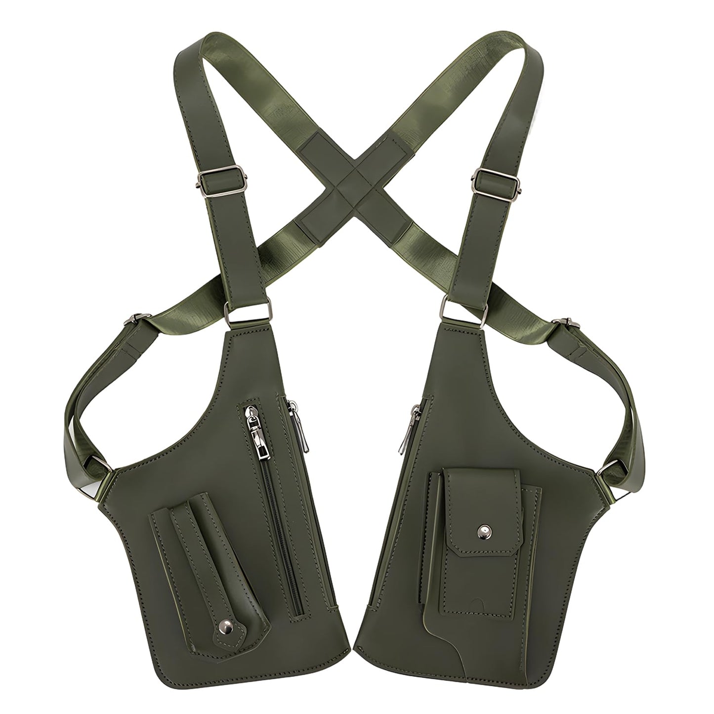 Pawbena Double Shoulder Armpit Bag for Men, Anti-Theft Underarm Shoulder Holster Bag with Adjustable Strap, Hidden Phone Wallet Pocket for Travel & Daily Commute (Army Green)