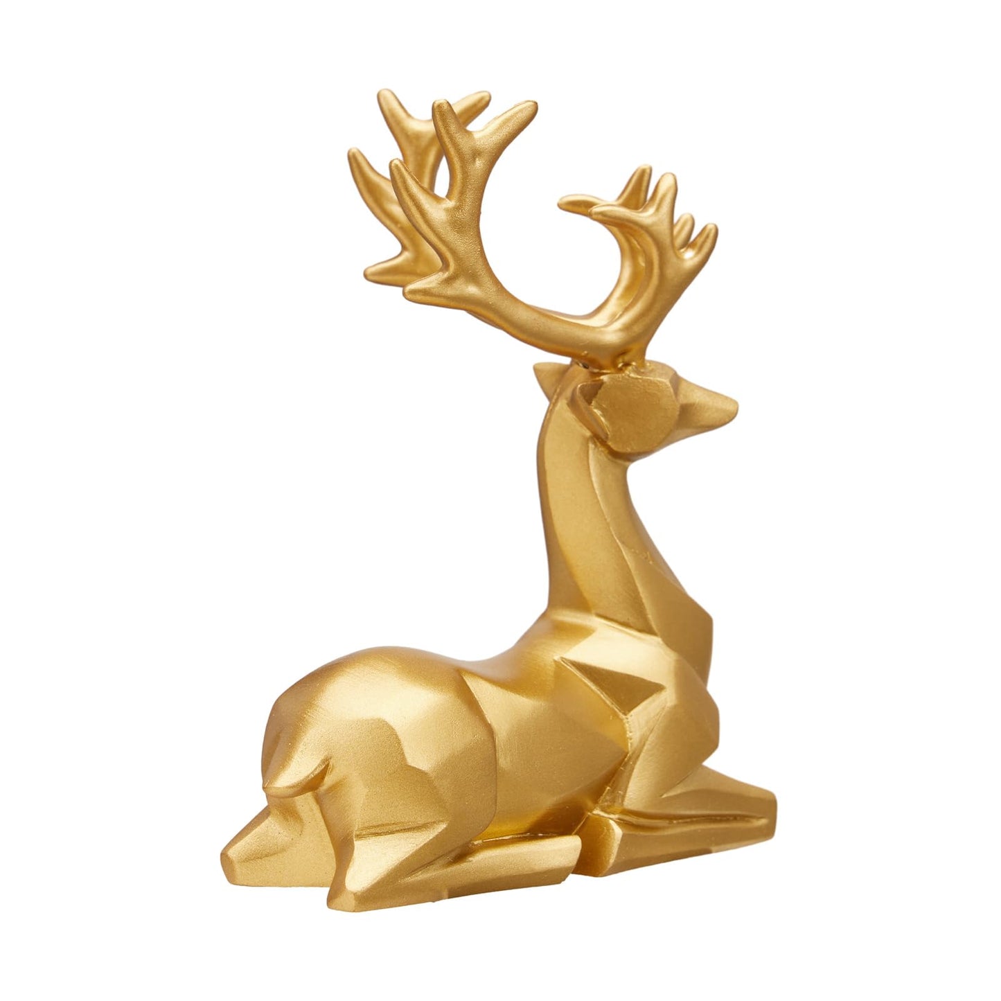 Christmas Decorative Gift 2PCS Deer Sculpture 3D Geometric Deer Ornaments Used to Set Off The Festive Atmosphere Fireplace Dining Table Living Room Decoration (3D Geometry Gold)