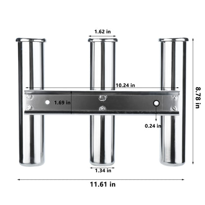 NovelBee 3 Tube Boat Fishing Rod Holder,316 Stainless Steel Fishing Rod Rack for Marine Boat Yacht