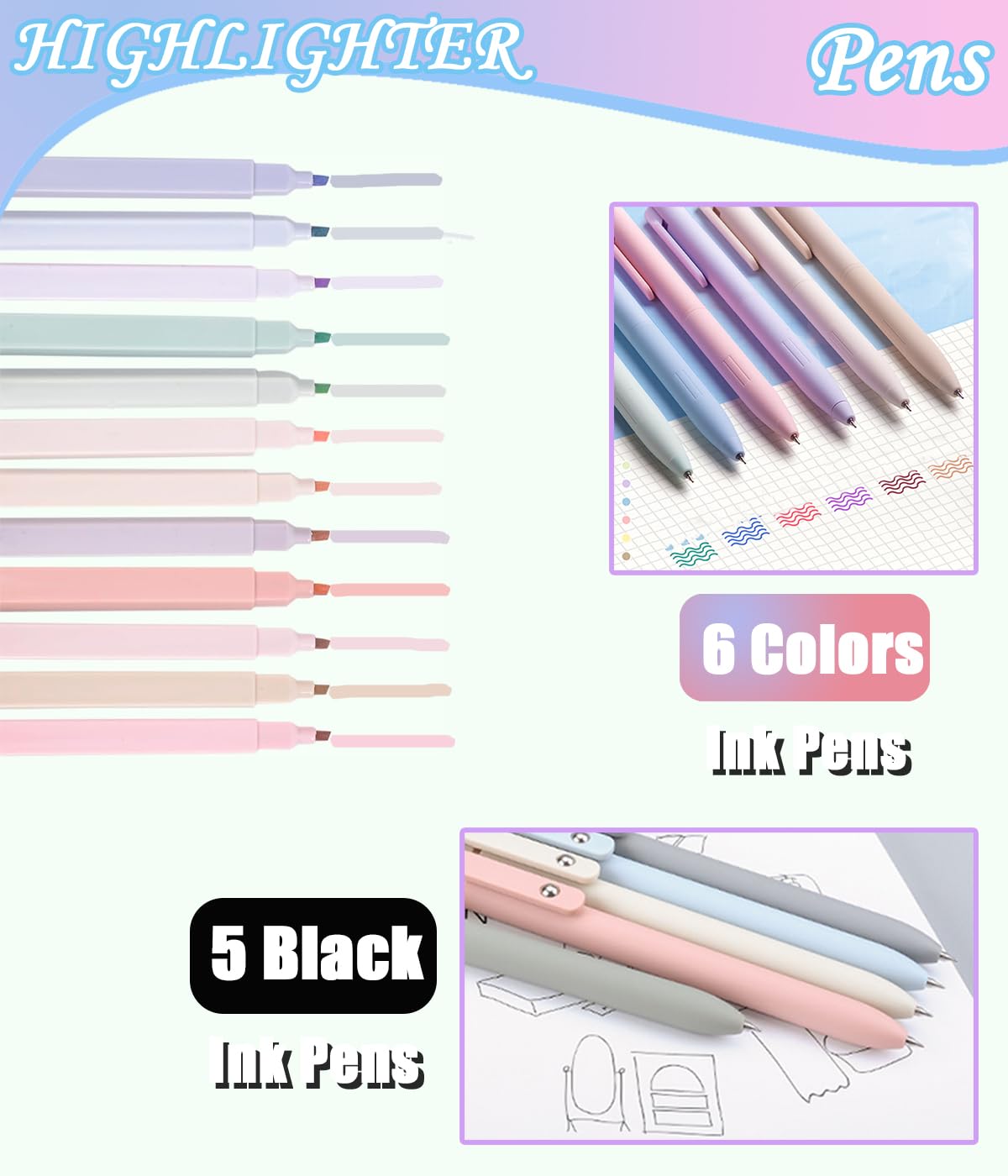 Bible Study Supplies Journaling Kit With Tabs, Highlighter, Notebook and Pen Case - Annotation Kit, Study Group Essentials Accessories Set for Women, Students, Beginner Christian Gifts