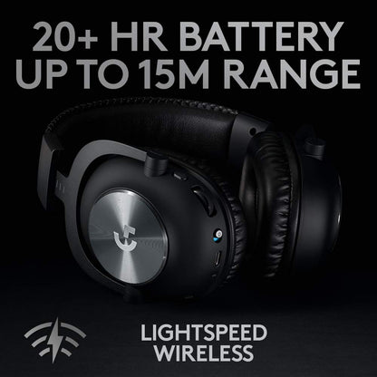 Logitech G PRO X Wireless Lightspeed Gaming Headset Gen 1: Blue VO!CE Mic Filter Tech, 50 mm PRO-G Drivers, and DTS Headphone:X 2.0 Surround Sound - Black