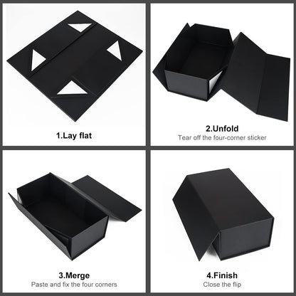 Gift Boxe 10" x 6" x 3" with Magnetic Closure Lid Gift Boxes for Presents,Bridesmaid Gifts Box,Cute Box,Birthday Gift box,Luxury for Gift Packaging, Magnetic Gift Box for Wrapping Gifts (Black/5PCS)