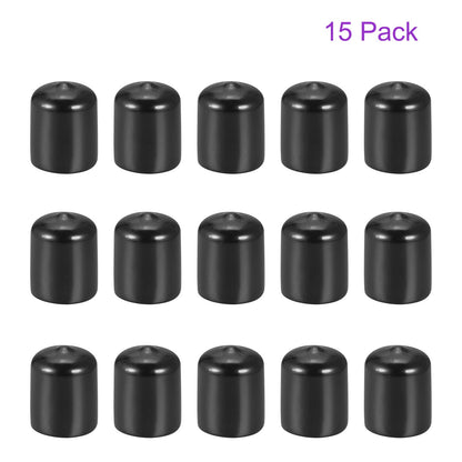 DMiotech 15 Pack 20mm ID Black Screw Thread Protectors Rubber End Caps Bolt Covers for Screw Bolt Furniture Pipe