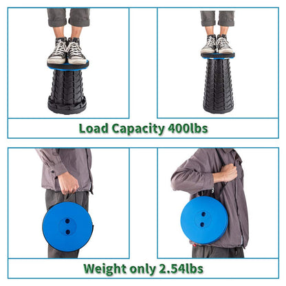 Boreeman Upgraded Folding Stool Lightweight Yet More Sturdy with Load Capacity 400lbs Portable Collapsible Stool for Camping Fishing Hiking BBQ (Blue)