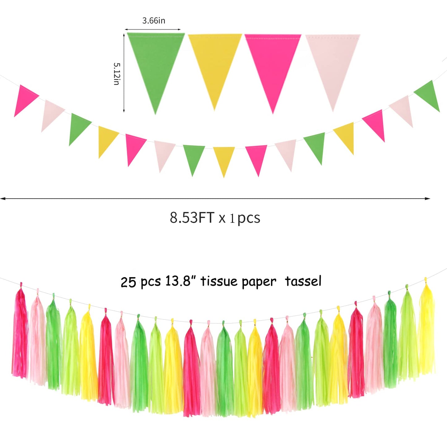 Hawaii Pool Party-Decorations Streamers - 35pcs Tissue Pom Poms,Tropical Jungle Birthday Supplies Bachelorette Tassel Garland Banner,Summer Beach Baby Shower Decor Lasting Surprise