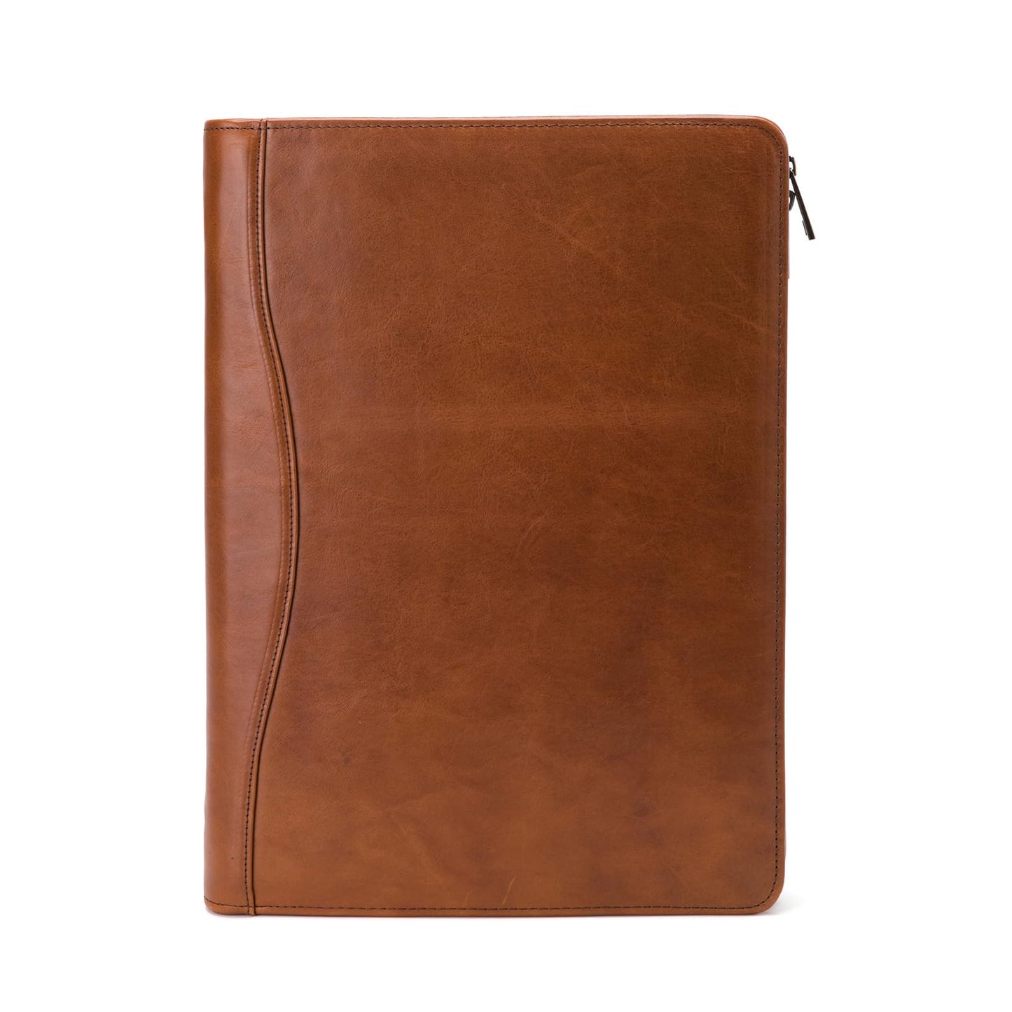 Geslun Genuine Leather Portfolio, Legal Size 8.5 x 14 Pad Holder, Business Padfolio for Men and Women, Zipper 14" Laptop Organizer, Executive Professional Work Travel Notepad Folio, Brown, Oil Tanned