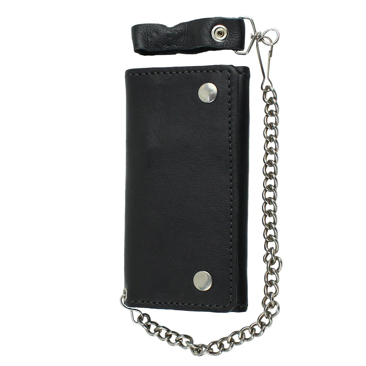 GARGOYLE BELLS Mens Wallet with Anti-Theft Chain Leather Black Biker Motorcycle Wallet Card Holder Trucker Wallet Coin Pocket