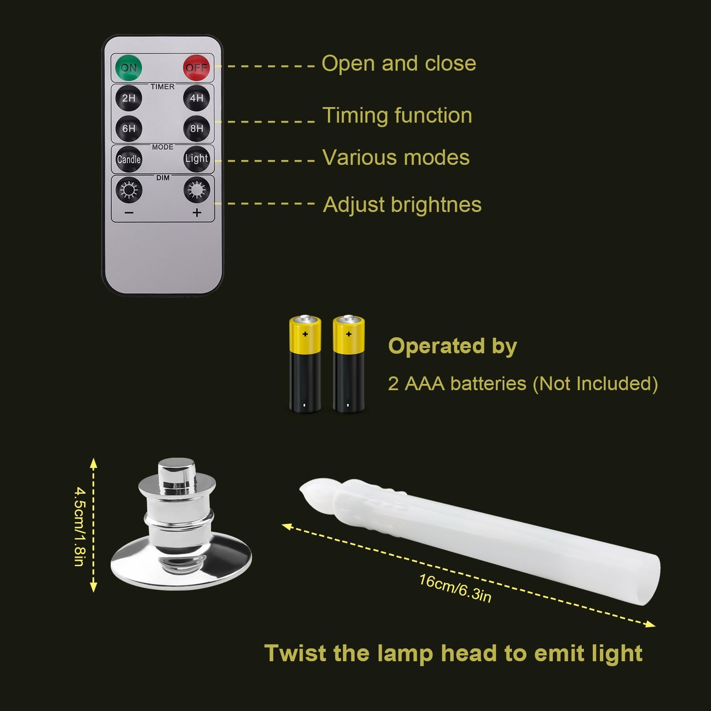 LED Flameless Window Candles With Remote Timer Sliver Base 10 PCS Battery Operated Flickering Taper Candle Lights With Removable Sliver Candle Holders Best Gift For Xmas Wedding Home Dinner Décor